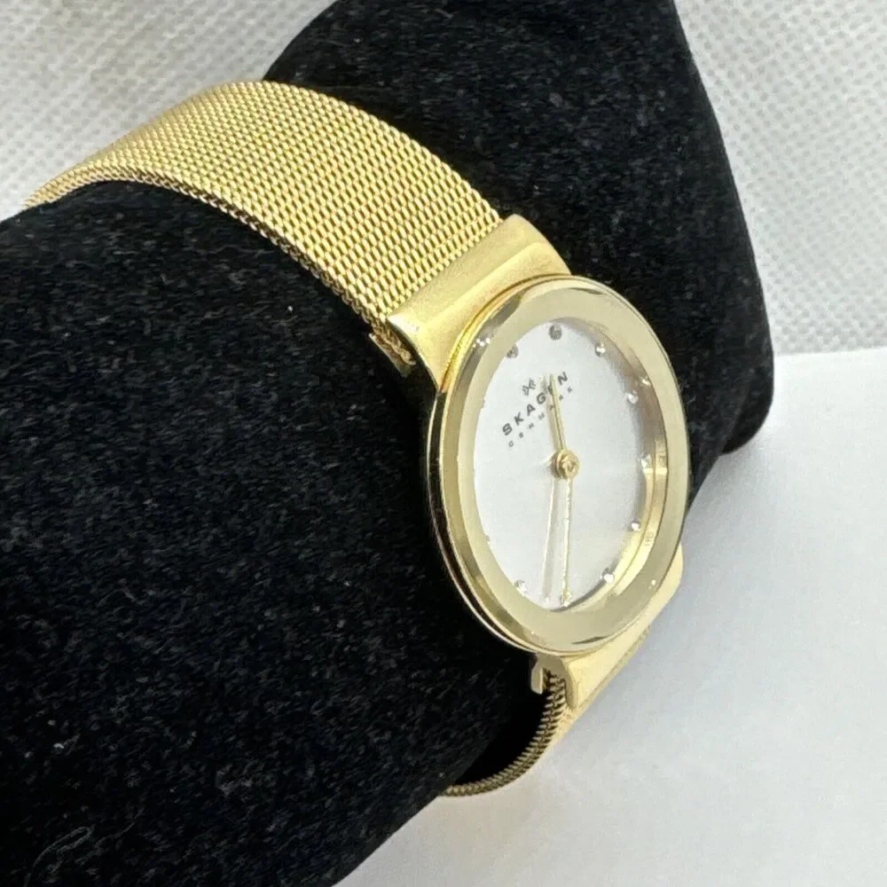 Skagen Freja 358SGGD Women's Gold Stainless Steel Analog Dial Wrist Watch JNA567